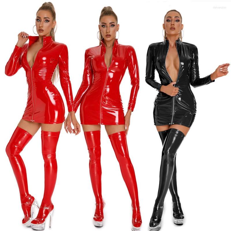 Casual Dresses PU Leather With Gloves Party Dress Women Zipper Sexy Clubwear Skinny Slim Solid Fashion Bodycon Mini, Red a
Casual Dresses PU Leather With Gloves Party Dress Women Zipper Sexy Clubwear Skinny Slim Solid Fashion Bodycon Mini, Red a