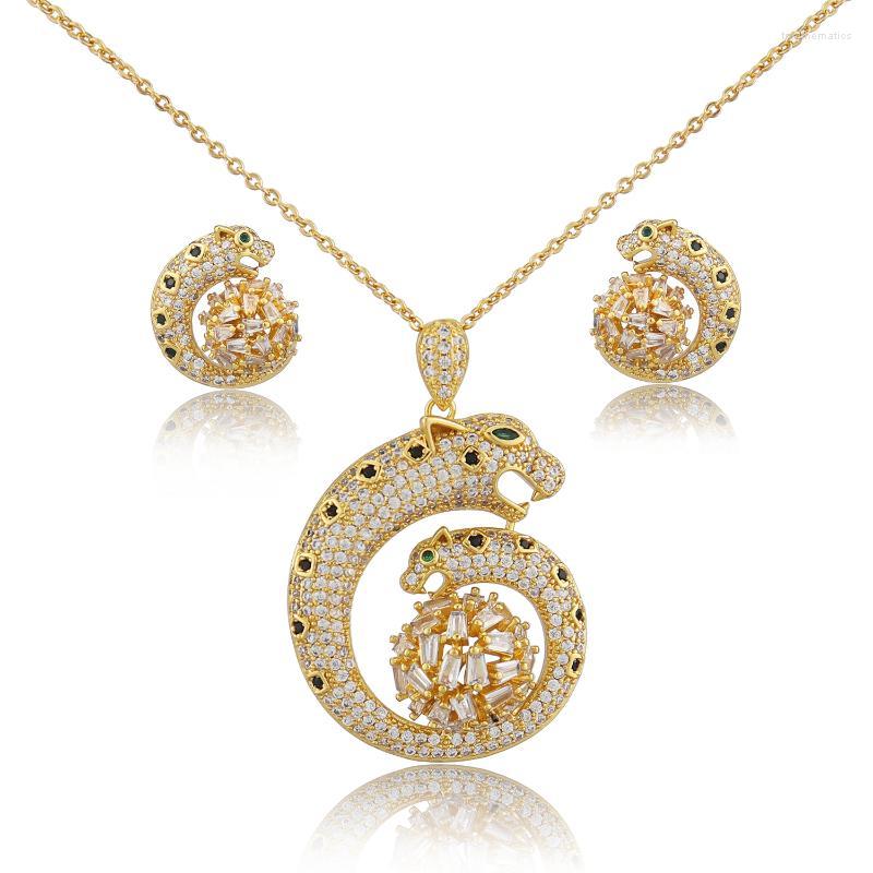 Necklace Earrings Set & Tengci Luxury Fashion Leopard Head With Jewelry Zircon Pendant Dubai European Girl Gift S1892Earrings, Picture shown
Necklace Earrings Set & Tengci Luxury Fashion Leopard Head With Jewelry Zircon Pendant Dubai European Girl Gift S1892Earrings, Picture shown