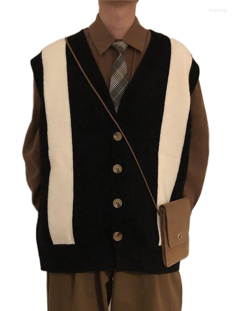 Men's Vests Men Sweater Vest Preppy Style Teens Patchwork Button Up Japanese Fashion Streetwear All-match Clothing Unisex Handsome Gentle BF, Black
Men's Vests Men Sweater Vest Preppy Style Teens Patchwork Button Up Japanese Fashion Streetwear All-match Clothing Unisex Handsome Gentle BF, Black