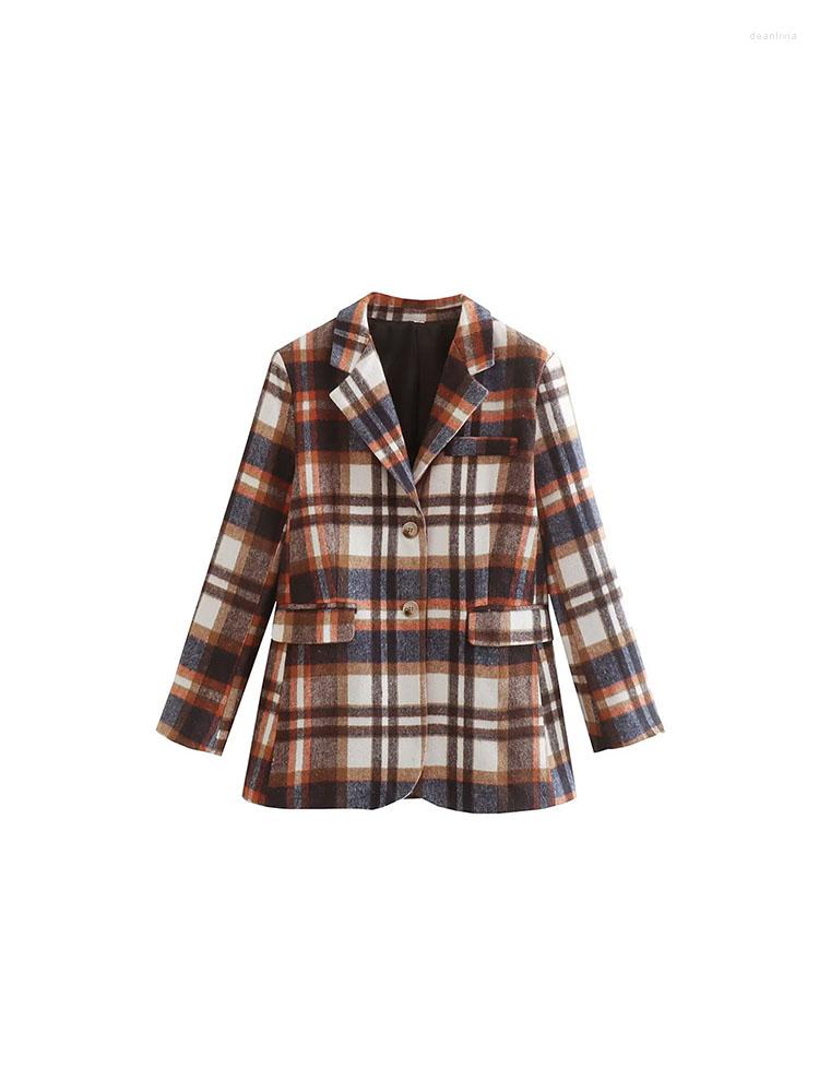 Women' Suits Women' Fall 2022 Casual Fashion Chic Wool Plaid Suit Retro Lapel Long Sleeve Single Breasted Pocket Trim Slim Top, Multi
Women' Suits Women' Fall 2022 Casual Fashion Chic Wool Plaid Suit Retro Lapel Long Sleeve Single Breasted Pocket Trim Slim Top, Multi