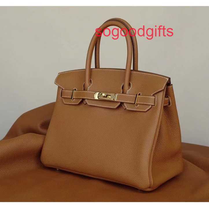 Designer Bags Herme Luxury Genuine Leather Women's Single Shoulder Handbags Lychee pattern bag leather top hand large capacity female 2022 n, Elephant grey 30