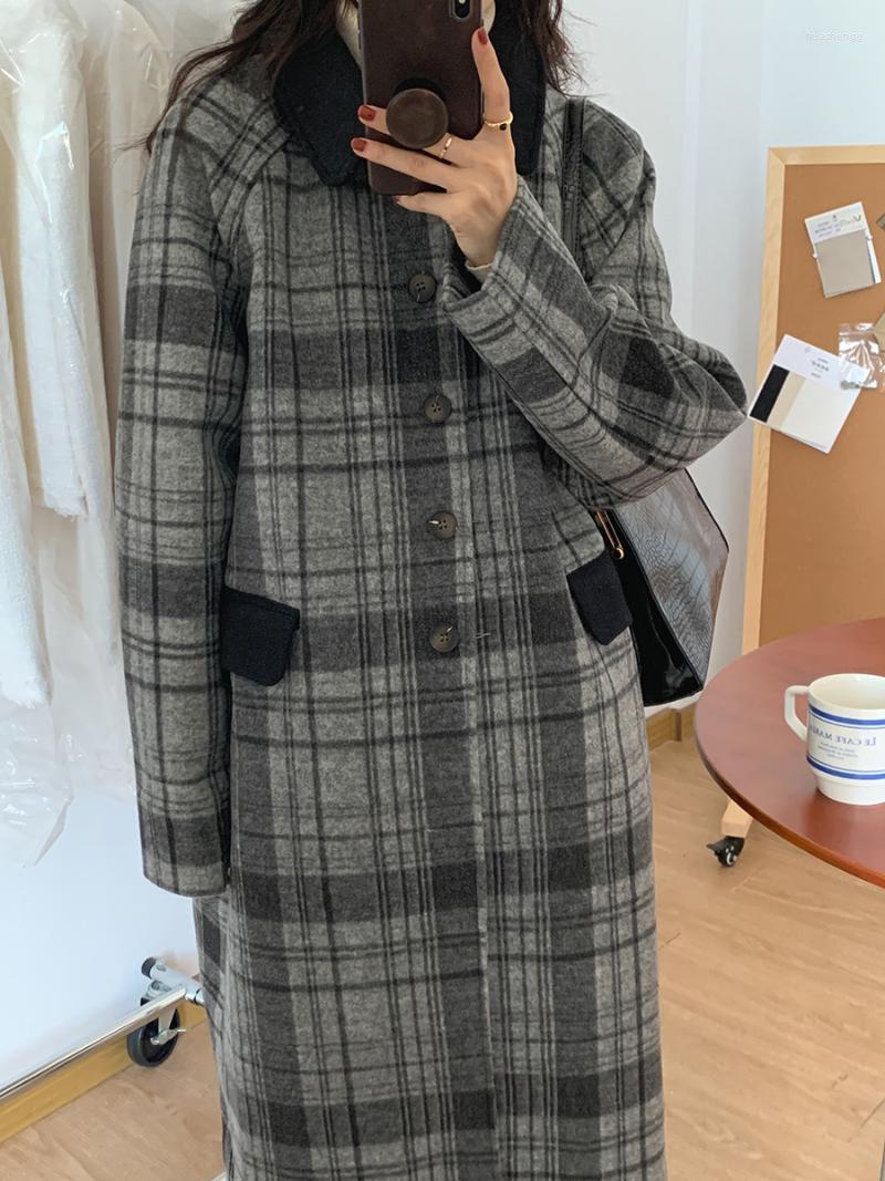 Women's Wool Women's & Blends Winter Overcoat Women Plaid Coat Contrast Color Lapel Pocket With Cotton Female, As shown in figure
Women's Wool Women's & Blends Winter Overcoat Women Plaid Coat Contrast Color Lapel Pocket With Cotton Female, As shown in figure