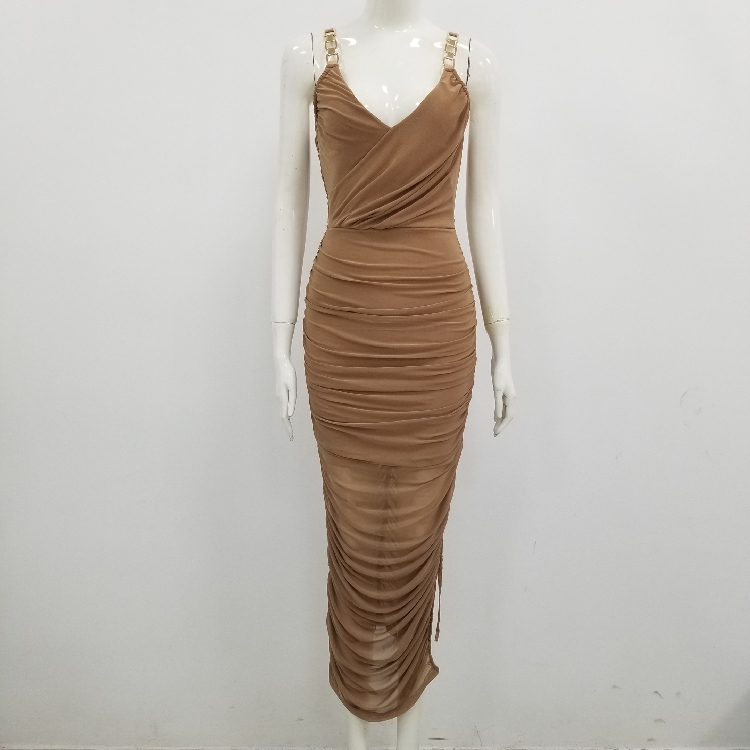 ruffles women lady long dresses pleated formal outfits dress YS0918