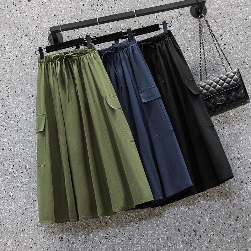 Skirts Summer Drawstring Straight Loose Female Fashion Casual Pockets Midi-length Solid Color Streetwear, Black
Skirts Summer Drawstring Straight Loose Female Fashion Casual Pockets Midi-length Solid Color Streetwear, Black