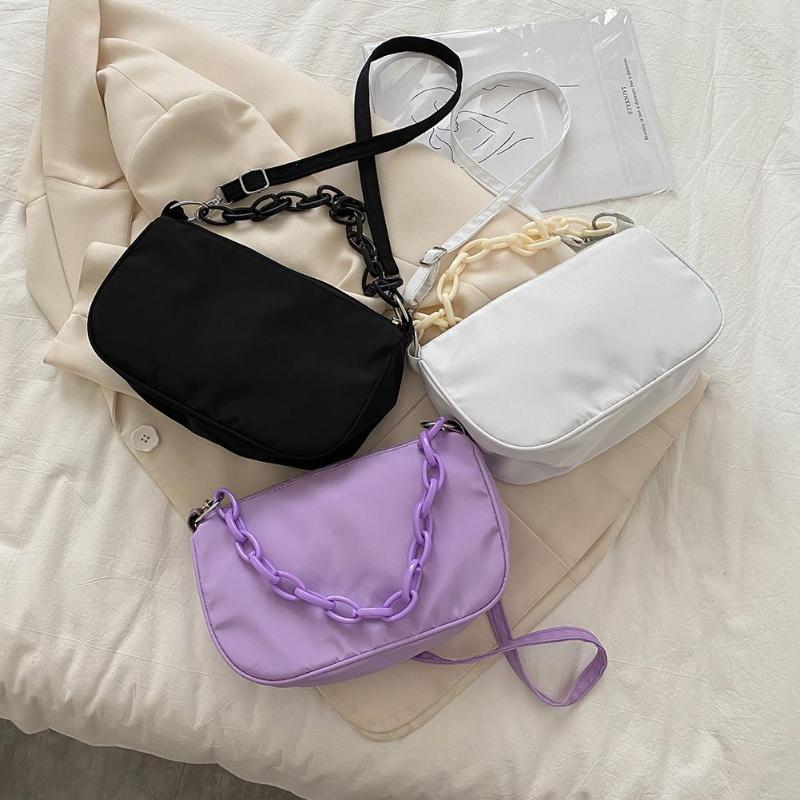 Shopping Bags Women Casual Nylon Shoulder Underarm Fashion Acrylic Chain Female Girls Solid Color Crossbody Handbags, Black
Shopping Bags Women Casual Nylon Shoulder Underarm Fashion Acrylic Chain Female Girls Solid Color Crossbody Handbags, Black