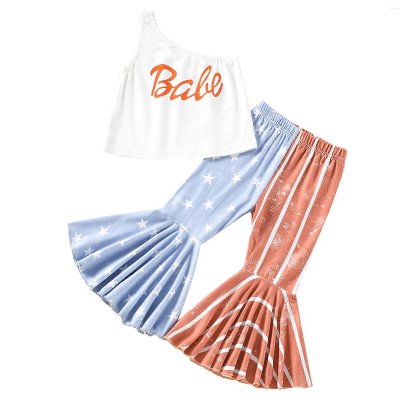 Clothing Sets Independence Day Little Girls Outfit Toddlers Skew Collar Sleeveless Letter Tops Color Matching Star Bell-bottomed Pants, Picture shown
Clothing Sets Independence Day Little Girls Outfit Toddlers Skew Collar Sleeveless Letter Tops Color Matching Star Bell-bottomed Pants, Picture shown