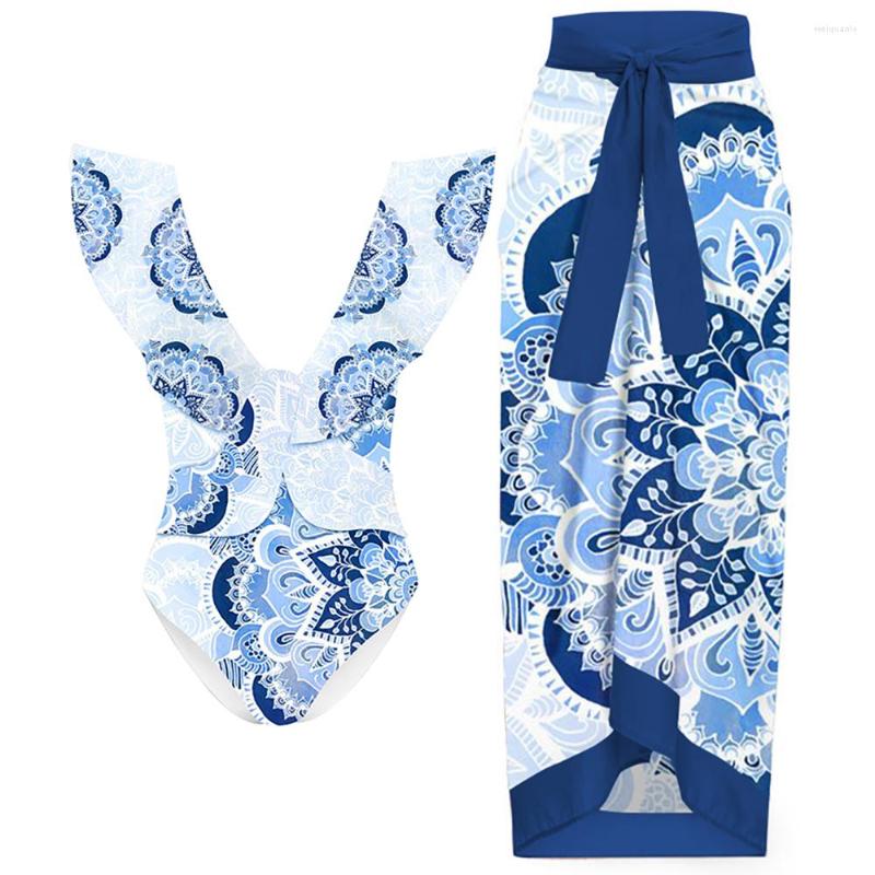 Women' Swimwear Fashion Print Ruffle Bikini Set Women One-piece Swimsuit And Cover Up Sexy Deep-v Beach Outfits Summer Swimming Biquini, Sky blue
Women' Swimwear Fashion Print Ruffle Bikini Set Women One-piece Swimsuit And Cover Up Sexy Deep-v Beach Outfits Summer Swimming Biquini, Sky blue