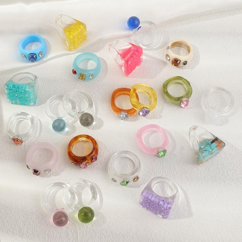 Wedding Rings Aesthetic Colorful Transparent Candy Color Acrylic Resin Vintage Crystal Rhinestone Set For Women Bague Femme Gift
Wedding Rings Aesthetic Colorful Transparent Candy Color Acrylic Resin Vintage Crystal Rhinestone Set For Women Bague Femme Gift