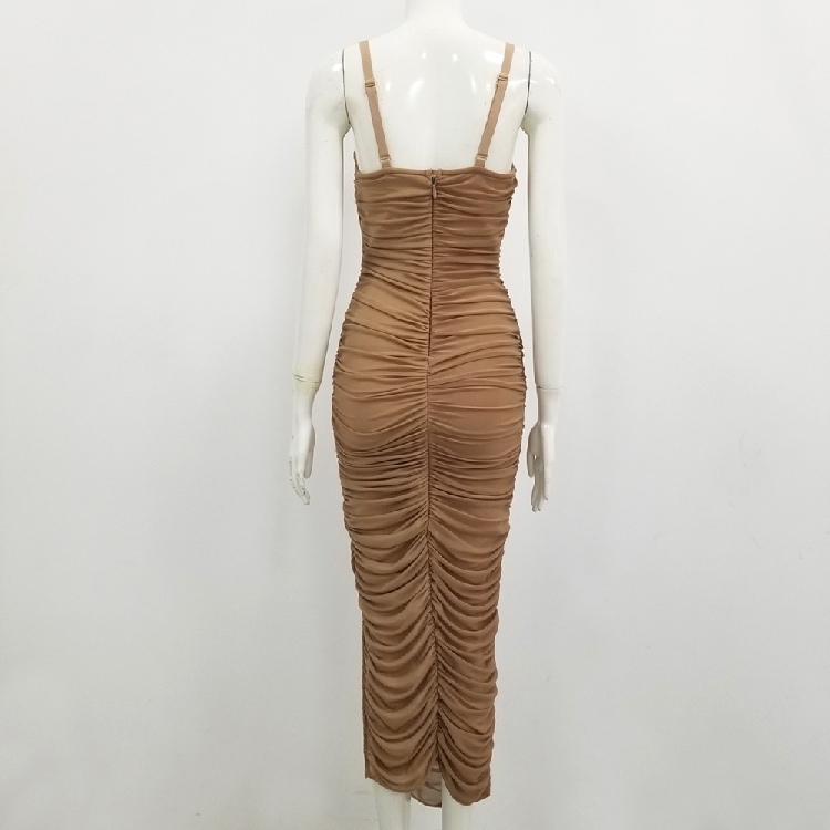 ruffles women lady long dresses pleated formal outfits dress YS0918
