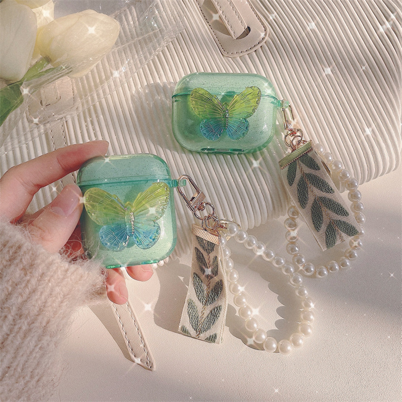 Pearl Bracelets Lanyard Chain Cases for Airpods 1 2 Glitter Transparent Green Butterfly Headphone Cover for Apple Air pods Pro Wireless Earphone Chaging Box, For airpods pro
Pearl Bracelets Lanyard Chain Cases for Airpods 1 2 Glitter Transparent Green Butterfly Headphone Cover for Apple Air pods Pro Wireless Earphone Chaging Box, For airpods pro