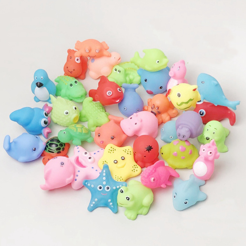 Baby Cute Animals Bath Toy Swimming Water Toys Soft Rubber Float Squeeze Sound Kids Wash Play Funny Gift 1147