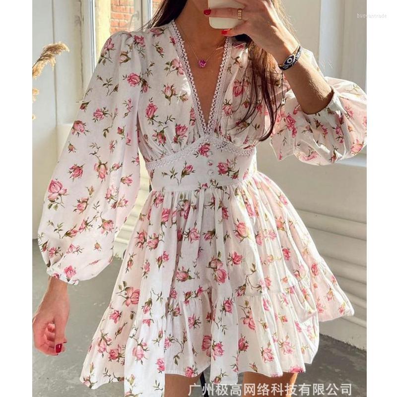 Casual Dresses Women Chiffon Dress Summer Fashion Printed Lace Pleated Stitching Women' Sexy V-neck Lantern Sleeve High Waist Slim Dres, White
Casual Dresses Women Chiffon Dress Summer Fashion Printed Lace Pleated Stitching Women' Sexy V-neck Lantern Sleeve High Waist Slim Dres, White