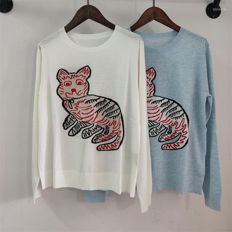 Women' Sweaters Women Sweater Kitty Embroidery Cashmere Wool Blend Round Neck Long-sleeved Thin Soft Skin-friendly Bottoming Autumn, White
Women' Sweaters Women Sweater Kitty Embroidery Cashmere Wool Blend Round Neck Long-sleeved Thin Soft Skin-friendly Bottoming Autumn, White