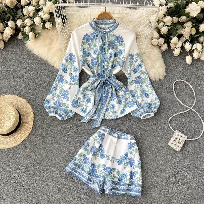Women' Tracksuits Women Fashion Spring Autumn Retro Print 2022 Long Sleeve Shirts Tops High Waist Shorts Elegant Two-piece Sets D715, Blue
Women' Tracksuits Women Fashion Spring Autumn Retro Print 2022 Long Sleeve Shirts Tops High Waist Shorts Elegant Two-piece Sets D715, Blue