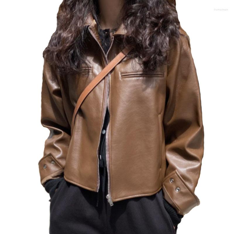 Women' Leather Pu Jacket Black Brown Women Fake Zipper Lapel Long Sleeve Slim Casual Biker Female Coat Fashion 2022 Spring Tops N42
Women' Leather Pu Jacket Black Brown Women Fake Zipper Lapel Long Sleeve Slim Casual Biker Female Coat Fashion 2022 Spring Tops N42