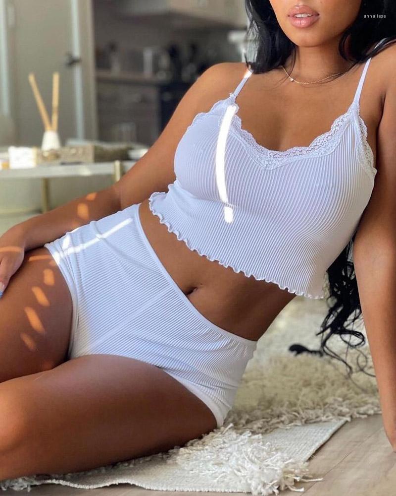 Women' Tracksuits Rib Seamless Home Tank Top Elastic Short Suit Women 2pcs Clothes Set Clothing Spring Summer, White
Women' Tracksuits Rib Seamless Home Tank Top Elastic Short Suit Women 2pcs Clothes Set Clothing Spring Summer, White
