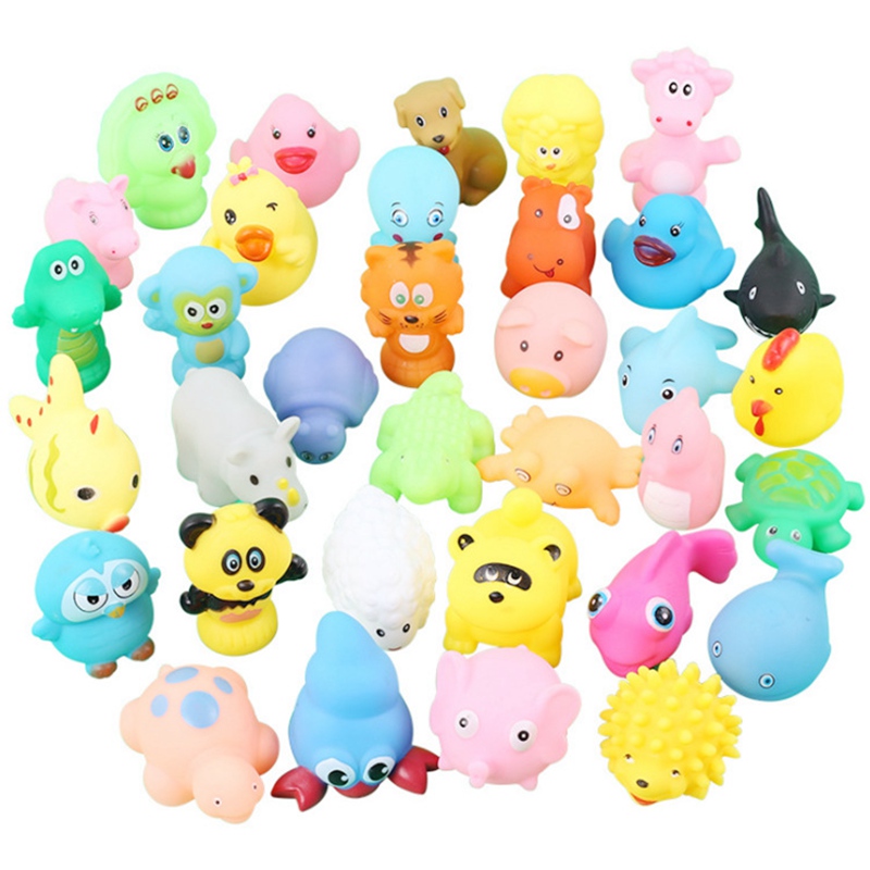 Baby Cute Animals Bath Toy Swimming Water Toys Soft Rubber Float Squeeze Sound Kids Wash Play Funny Gift 1147