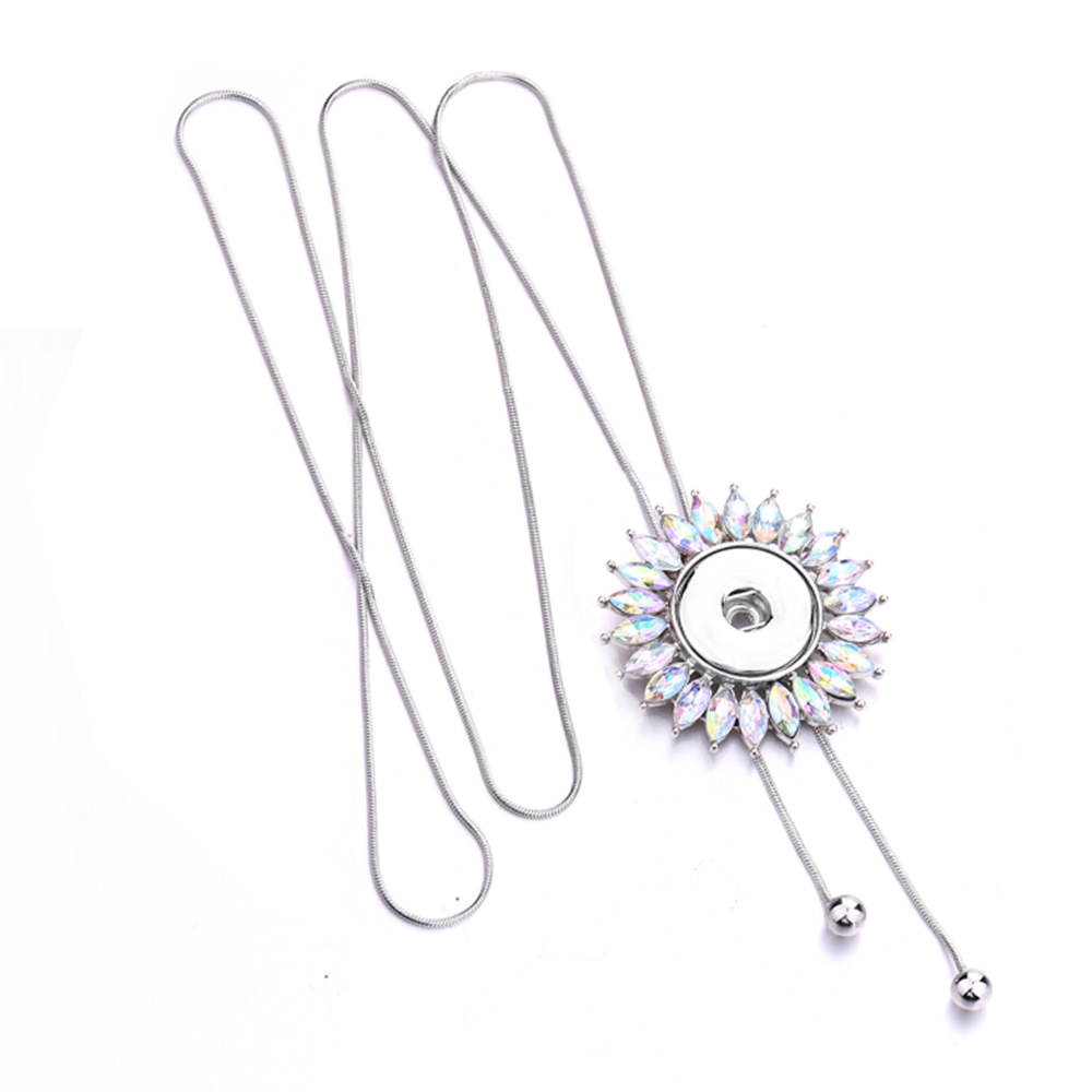 Adjustable Chains Snap Button Sunflower Charms Pendant Jewelry Zircon Fit 18mm Snaps Buttons Necklace for Women Noosa
Adjustable Chains Snap Button Sunflower Charms Pendant Jewelry Zircon Fit 18mm Snaps Buttons Necklace for Women Noosa