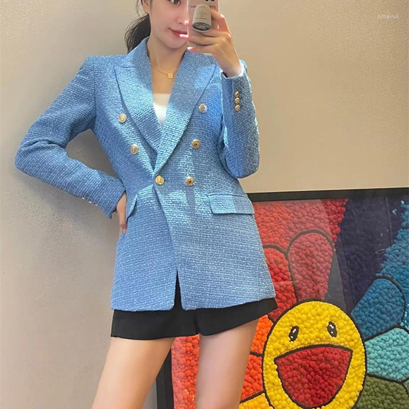 Women's Suits 2022 European And American Women's Autumn Style Temperament Fashion Small Fragrance Double Breasted Slim Fit Blazer, Blue
Women's Suits 2022 European And American Women's Autumn Style Temperament Fashion Small Fragrance Double Breasted Slim Fit Blazer, Blue