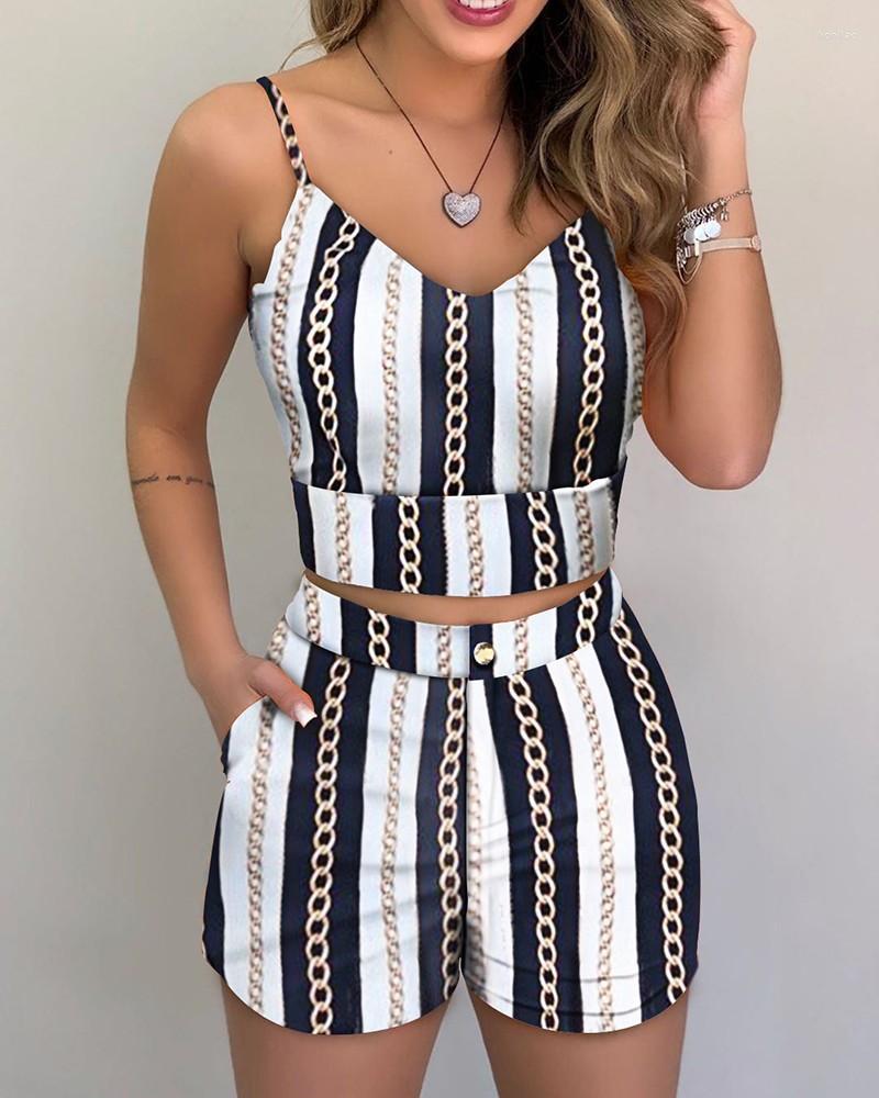 Women' Tracksuits 2022 Summer Print Slim Sling V-neck Open Navel Shorts Two-piece Suit Women
Women' Tracksuits 2022 Summer Print Slim Sling V-neck Open Navel Shorts Two-piece Suit Women