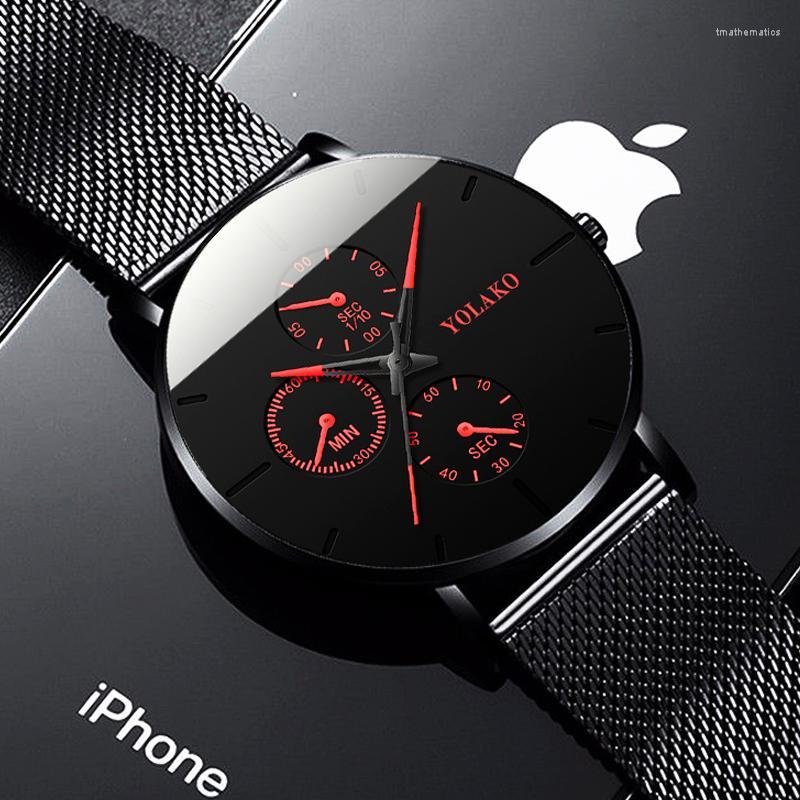 Wristwatches Fashion Mens Business Black Watches Luxury Stainless Steel Ultra Thin Mesh Belt Quartz Men Wrist Watch Casual Classic Male Watc, Leather black red
Wristwatches Fashion Mens Business Black Watches Luxury Stainless Steel Ultra Thin Mesh Belt Quartz Men Wrist Watch Casual Classic Male Watc, Leather black red