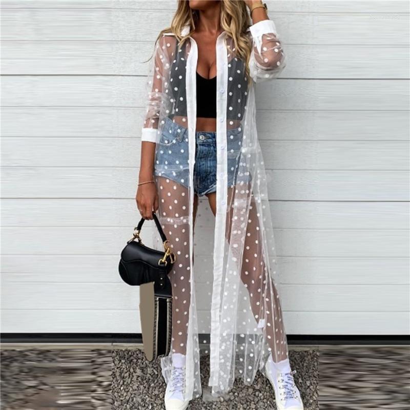 Women' Swimwear Women Polka Dot Shirts Fashion Beach Smock Sexy 2022 Style Clothing Female Trendy Long-sleeved See-through Long Shirt, White
Women' Swimwear Women Polka Dot Shirts Fashion Beach Smock Sexy 2022 Style Clothing Female Trendy Long-sleeved See-through Long Shirt, White