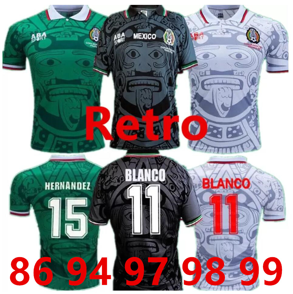 1998 2006 2010 Retro Edition Mexico Soccer Jersey Long Sleeve vintage 1970 1986 1994 1995 Retro Shirt BLANCO Hernandez Classic football uniforms