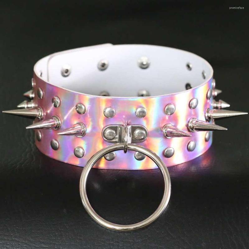 Choker Sexy Harajuku Handmade Hoops Circle Pendant Laser Light Necklace Punk Leather Collar Chocker Spikes Torques
Choker Sexy Harajuku Handmade Hoops Circle Pendant Laser Light Necklace Punk Leather Collar Chocker Spikes Torques
