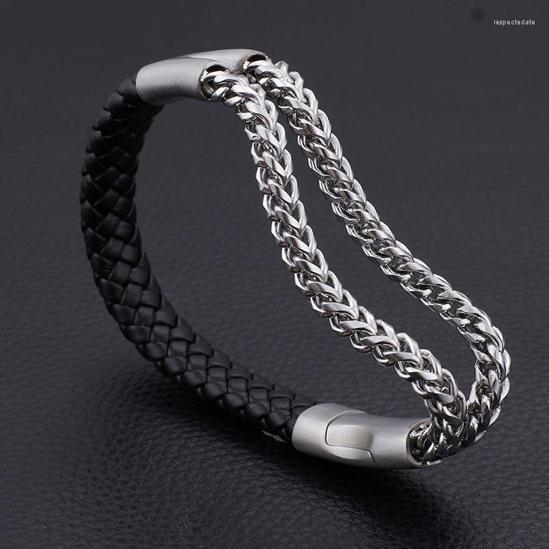 Link Bracelets European And American Vintage Woven Leather Accessories Personality Keel Titanium Steel Men's Bracelet
Link Bracelets European And American Vintage Woven Leather Accessories Personality Keel Titanium Steel Men's Bracelet