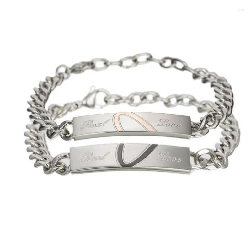Link Bracelets 2 Style Heart Engraveed Design Black Rose Gold Color Women's Male Chain Couple Bracelet For Men Femmo On Hands Jewelry
Link Bracelets 2 Style Heart Engraveed Design Black Rose Gold Color Women's Male Chain Couple Bracelet For Men Femmo On Hands Jewelry