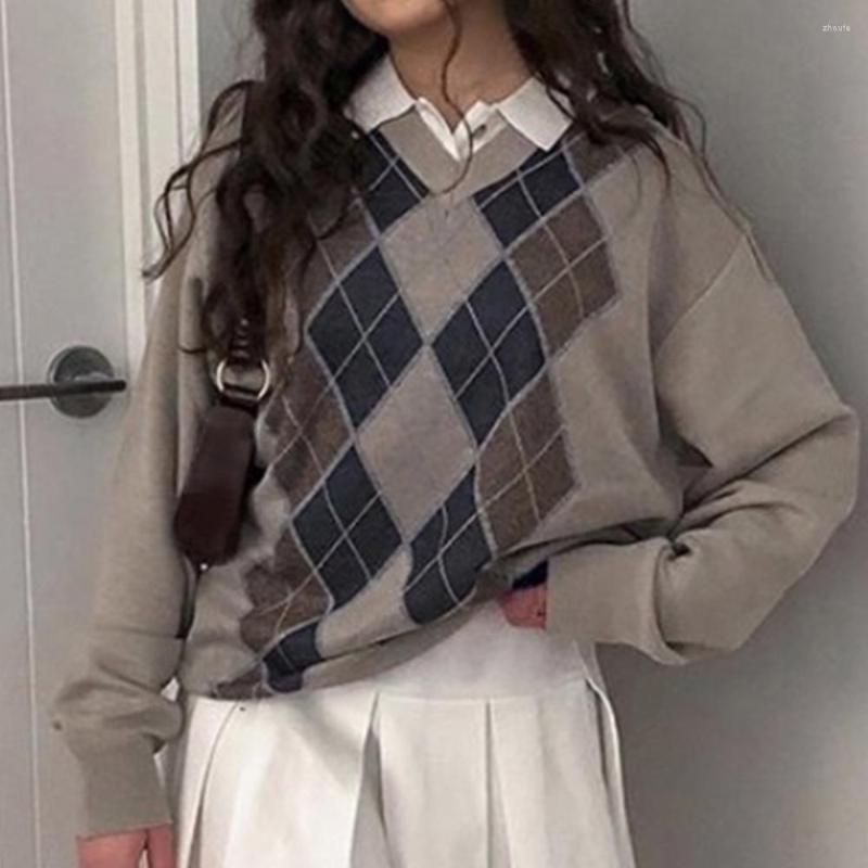 Women's Sweaters Autumn Women V Neck Long Sleeve Fashion Argyle Plaid Jumper Casual Winter Knit Sweater Pullovers
Women's Sweaters Autumn Women V Neck Long Sleeve Fashion Argyle Plaid Jumper Casual Winter Knit Sweater Pullovers