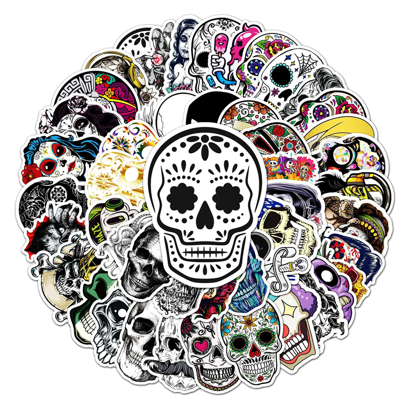 50pcs Halloween Sugar Skull Stickers Dia de Los Muertos Mexican Day of Dead, Multi colors
50pcs Halloween Sugar Skull Stickers Dia de Los Muertos Mexican Day of Dead, Multi colors