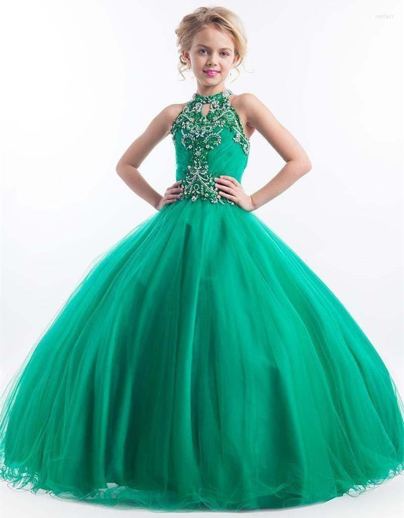 Girl Dresses Sexy Halter Emerald Green Pageant Dress For With Beaded Sequins Ball Gown Sleeveless Princess Kid Wear Flower, Beige
Girl Dresses Sexy Halter Emerald Green Pageant Dress For With Beaded Sequins Ball Gown Sleeveless Princess Kid Wear Flower, Beige
