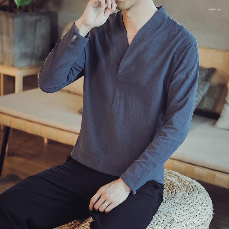 Ethnic Clothing Plain Color Autumn Long Sleeve Hanfu Men Chinese Blouse V-Neck Cotton Traditional For Shirt Male KK3573
Ethnic Clothing Plain Color Autumn Long Sleeve Hanfu Men Chinese Blouse V-Neck Cotton Traditional For Shirt Male KK3573