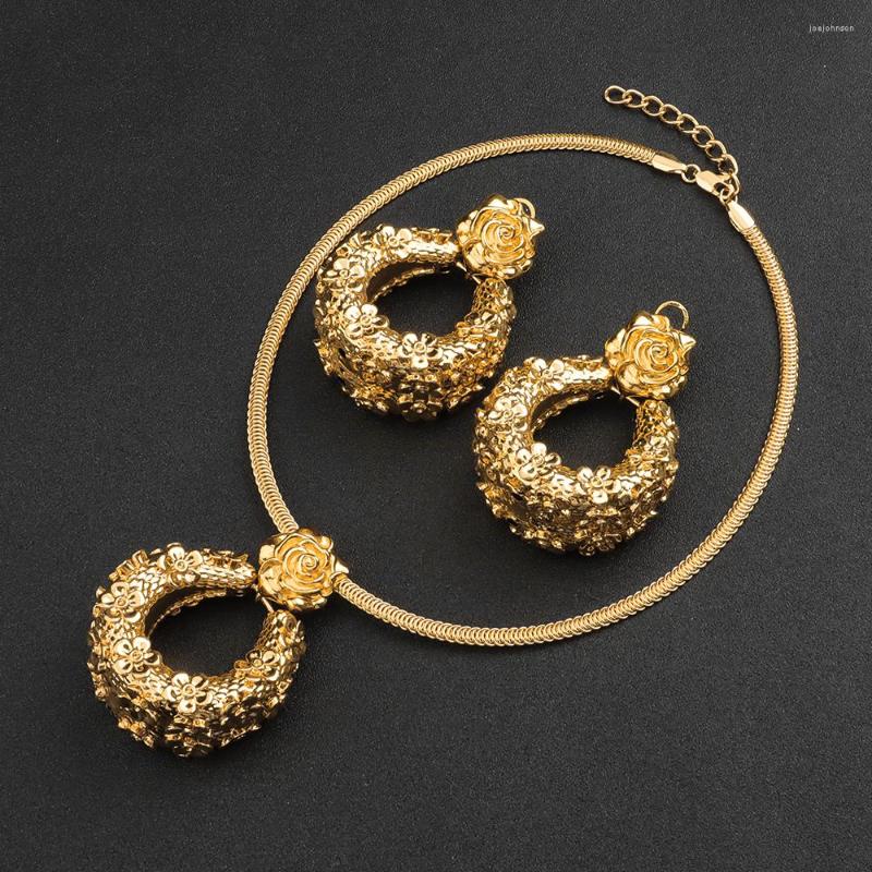 Necklace Earrings Set Italian Gold Color Jewelry Woman Large Pendant And Hoop Wedding For Party Accessories Dubai African, Picture shown
Necklace Earrings Set Italian Gold Color Jewelry Woman Large Pendant And Hoop Wedding For Party Accessories Dubai African, Picture shown