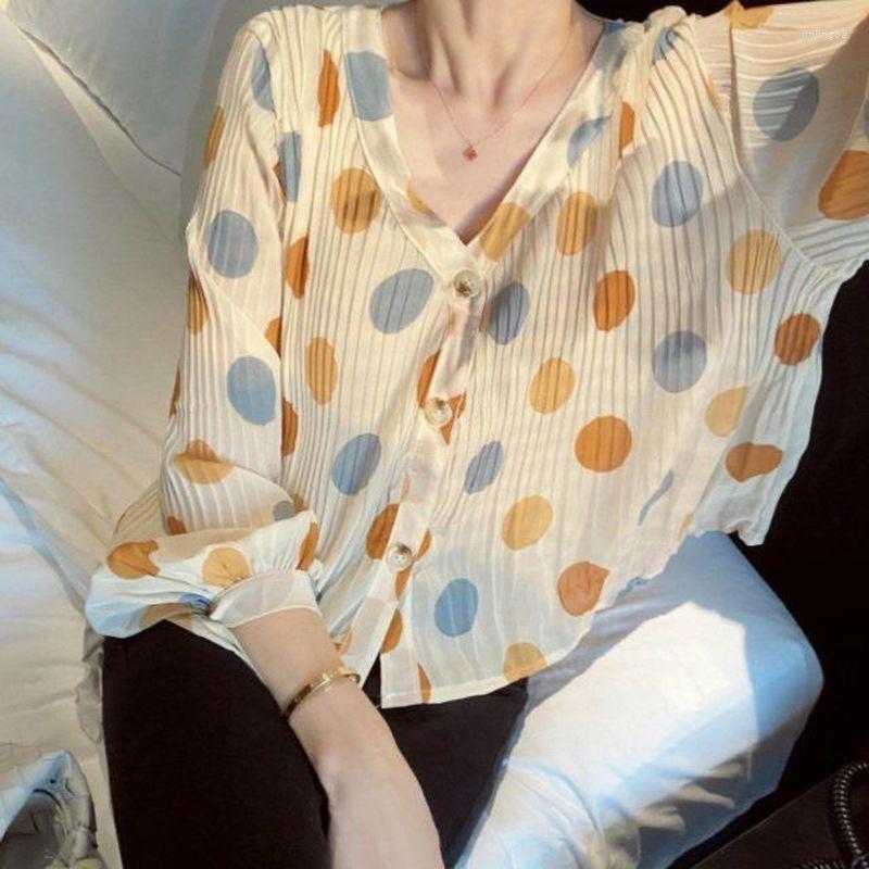 Women' Blouses Female Long-sleeved Shirt Women' 2022 Spring V-neck Polka Dot Chiffon Blouse V Neck Fashion Casual Top Woman, Beige
Women' Blouses Female Long-sleeved Shirt Women' 2022 Spring V-neck Polka Dot Chiffon Blouse V Neck Fashion Casual Top Woman, Beige