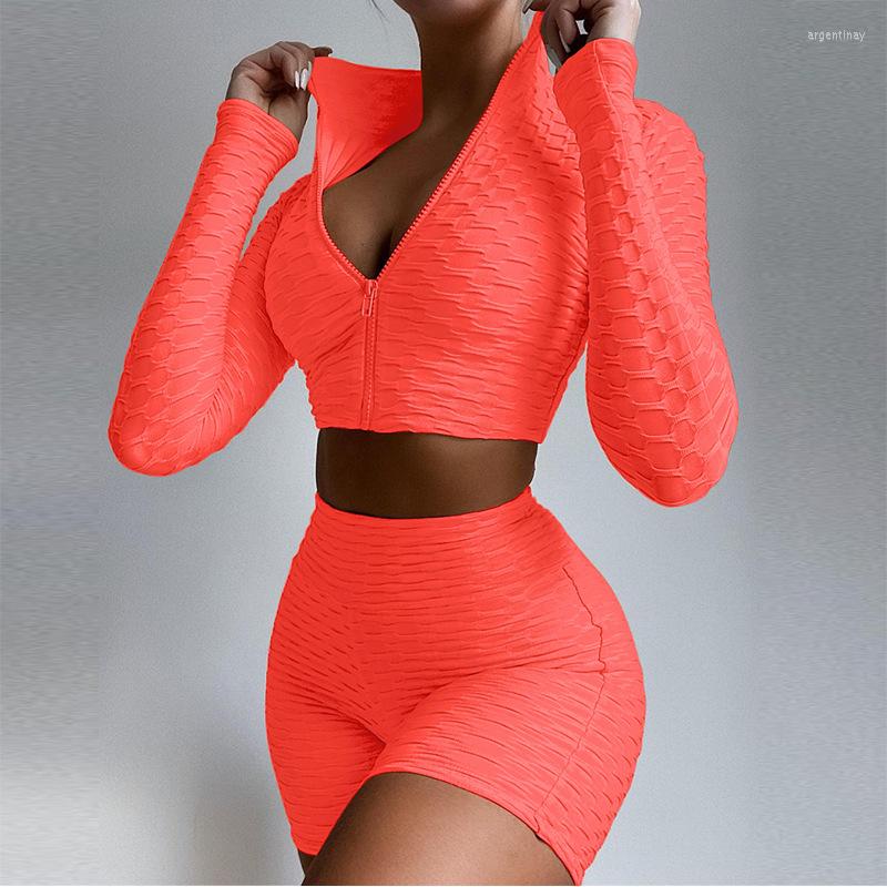 Women' Tracksuits 2 Pieces Navel Suit Set Female Solid Color Stand Collar Long Sleeve Crop Tops With Zipper Short Pants Gray/Coffee/Blue, Black
Women' Tracksuits 2 Pieces Navel Suit Set Female Solid Color Stand Collar Long Sleeve Crop Tops With Zipper Short Pants Gray/Coffee/Blue, Black
