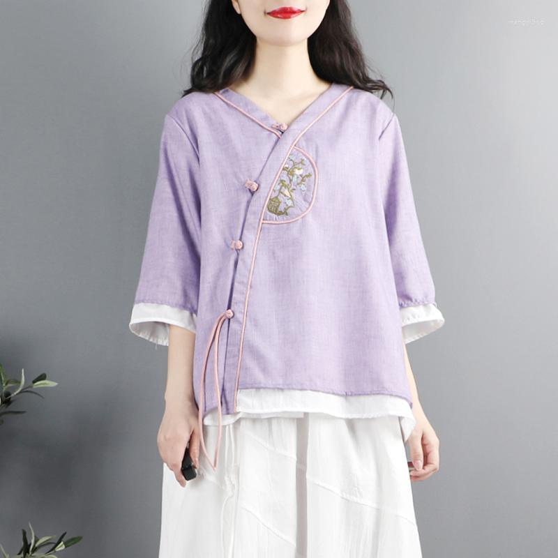 Women's Blouses Women's & Shirts Chinese Style Retro V-Neck Button Tops Women's Summer Short-Sleeved Clothes Double-Layer Yarn, Green blouse
Women's Blouses Women's & Shirts Chinese Style Retro V-Neck Button Tops Women's Summer Short-Sleeved Clothes Double-Layer Yarn, Green blouse