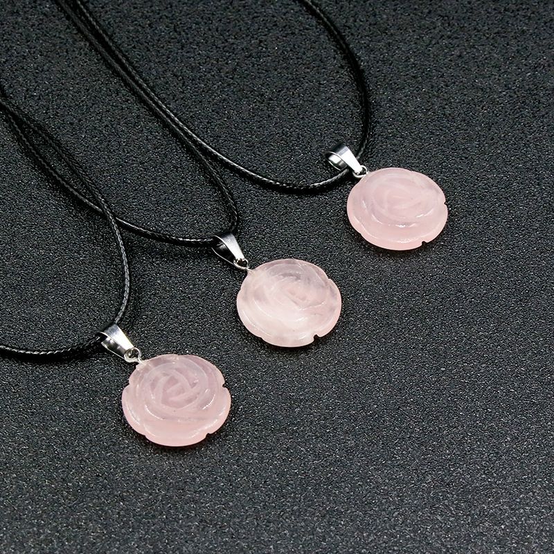 Rose Flower Necklace with Rope Chain Natural Stone Pink Crystal Quartz Pendant Necklaces for Women Girls Fashion Design Jewelry Anniversary Valentine's Day Gifts
Rose Flower Necklace with Rope Chain Natural Stone Pink Crystal Quartz Pendant Necklaces for Women Girls Fashion Design Jewelry Anniversary Valentine's Day Gifts