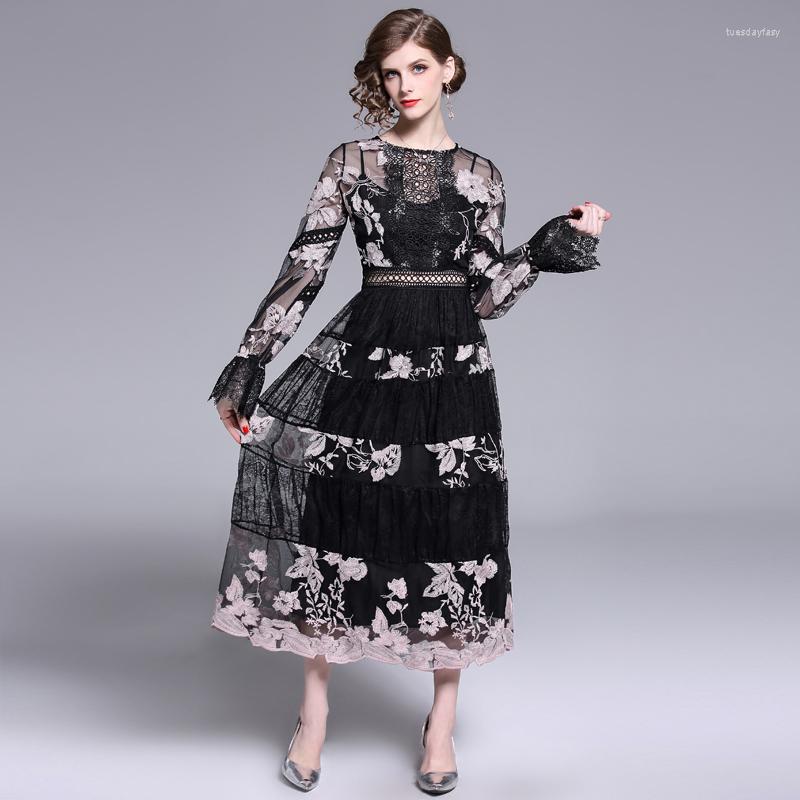 Casual Dresses Lantern Sleeve Mesh Lace Summer Vintage Embroidery A-LINE Birthday Dress For Women Rushed O-Neck Long Black
Casual Dresses Lantern Sleeve Mesh Lace Summer Vintage Embroidery A-LINE Birthday Dress For Women Rushed O-Neck Long Black