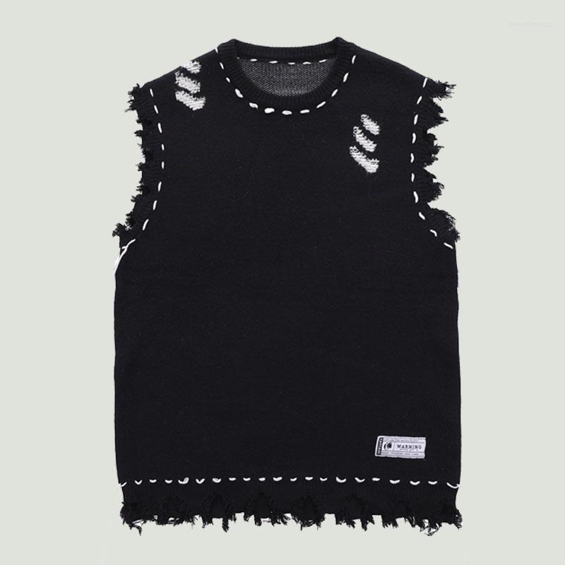 Men's Vests Men's Distressed Knitted Sweater Vest Streetwear Vintage Harajuku Hole Fringed Sleeveless Oversized Casual Pullover Unisex, Black
Men's Vests Men's Distressed Knitted Sweater Vest Streetwear Vintage Harajuku Hole Fringed Sleeveless Oversized Casual Pullover Unisex, Black