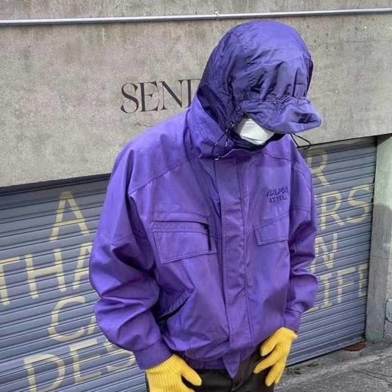 Mens jacket designer hoodie zipper three-dimensional contrast loose hooded jackets functional nylon sportswear men women's hip-hop oversize coat, Purple
Mens jacket designer hoodie zipper three-dimensional contrast loose hooded jackets functional nylon sportswear men women's hip-hop oversize coat, Purple