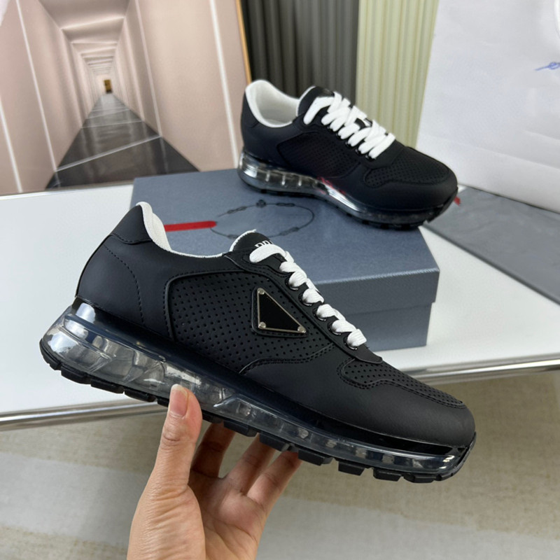 2023 Paris Designer shoes Breathable Genuine leather Air cushion Sneakers Simple Fashion Lace-up Flats Lac-Up Mens Trainers