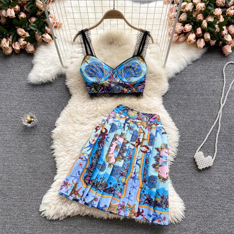 Work Dresses PREPOMP 2022 Two Piece Set Summer Suit Women Printed Lace Strap Crop Top Sexy Suits With Pleated Skirt Plus Size GE208, Blue
Work Dresses PREPOMP 2022 Two Piece Set Summer Suit Women Printed Lace Strap Crop Top Sexy Suits With Pleated Skirt Plus Size GE208, Blue
