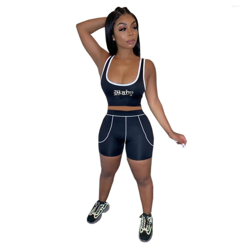 Women' Tracksuits Summer Sleeveless Women' Casual Vest Drill Letter Shorts Multicolor Two Piece Set, Black
Women' Tracksuits Summer Sleeveless Women' Casual Vest Drill Letter Shorts Multicolor Two Piece Set, Black