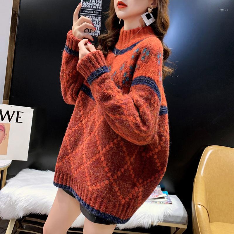 Women's Sweaters Diamond Sweater Women's Retro Autumn And Winter Loose Half High Neck Long-sleeved Pullover Knit Top Casual All-match, Gray
Women's Sweaters Diamond Sweater Women's Retro Autumn And Winter Loose Half High Neck Long-sleeved Pullover Knit Top Casual All-match, Gray