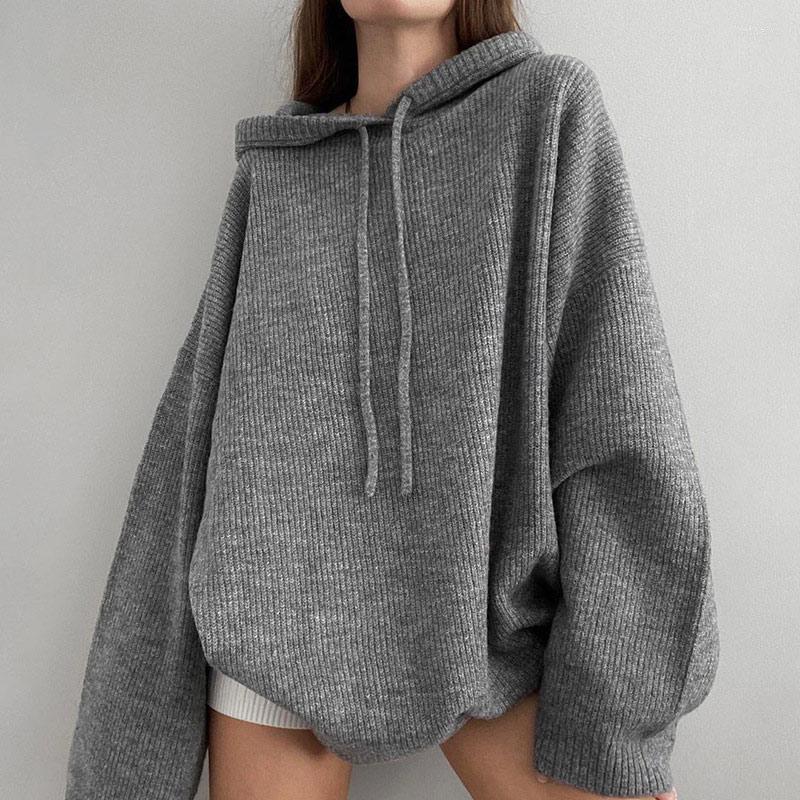Women' Sweaters Women' Knitted Sweater Hooded Oversized Lace-up Long Sleeved Grey Pullover 2022 Korean Fashion Casual Loose Female
Women' Sweaters Women' Knitted Sweater Hooded Oversized Lace-up Long Sleeved Grey Pullover 2022 Korean Fashion Casual Loose Female