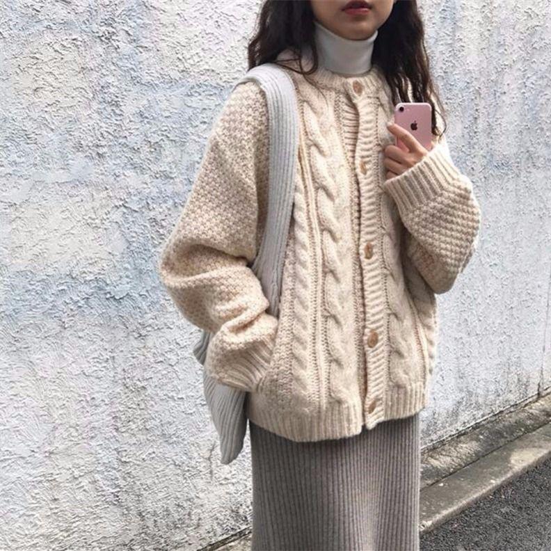 Women's Knits Hundred Thick Knitted Long-sleeved Cardigan Jackets For Women's Autumn Sweaters Female Loose School Students & Tees, Apricot
Women's Knits Hundred Thick Knitted Long-sleeved Cardigan Jackets For Women's Autumn Sweaters Female Loose School Students & Tees, Apricot