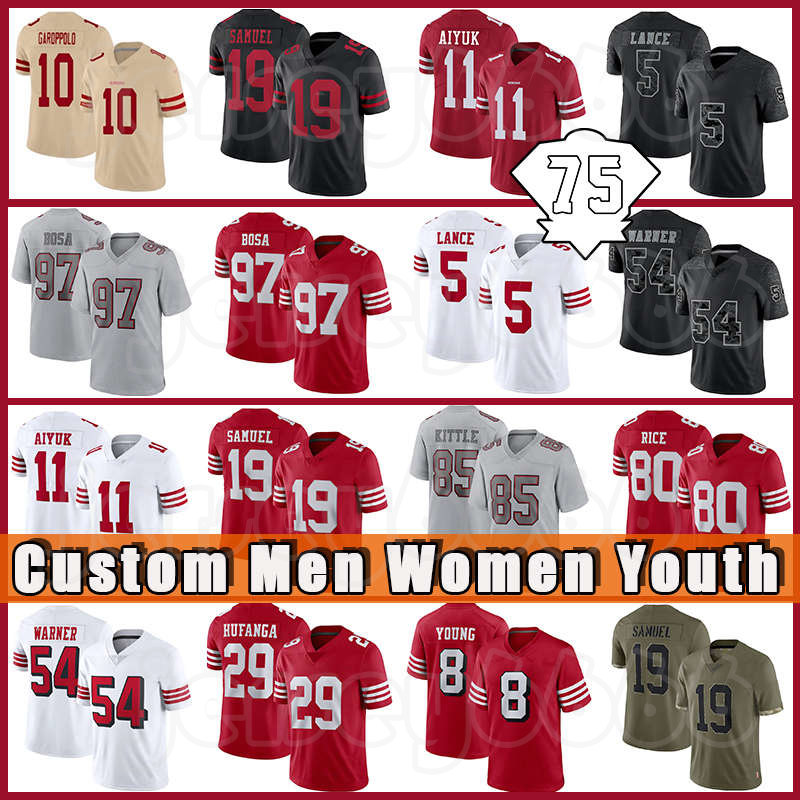 19 Deebo Samuel 5 Trey Lance Jerry Rice Football George Kittle Jerseys Talanoa Hufanga Nick Bosa Fred Warner Jimmy Garoppolo Brandon Aiyuk Kyle Juszczyk Kaepernick, Custom men +patch(49r)
19 Deebo Samuel 5 Trey Lance Jerry Rice Football George Kittle Jerseys Talanoa Hufanga Nick Bosa Fred Warner Jimmy Garoppolo Brandon Aiyuk Kyle Juszczyk Kaepernick, Custom men +patch(49r)