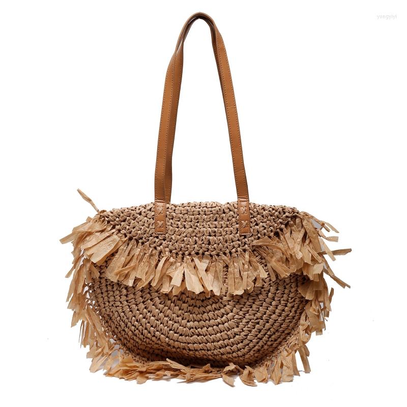 Duffel Bags Simple Tassel Straw Bag Women Shoulder Bohemian Round Woven Large Capacity
Duffel Bags Simple Tassel Straw Bag Women Shoulder Bohemian Round Woven Large Capacity